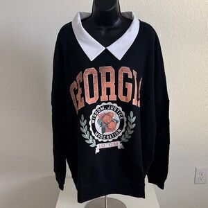 NWT Grayson Threads Georgia Graphic Collared Sweatshirt Black 3X